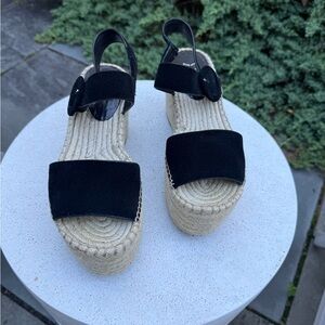 Marc Fisher Black Espadrille Wedge Sandals